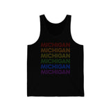 Michigan LGBTQ+ Pride Flag, Faded Black Tank-Top