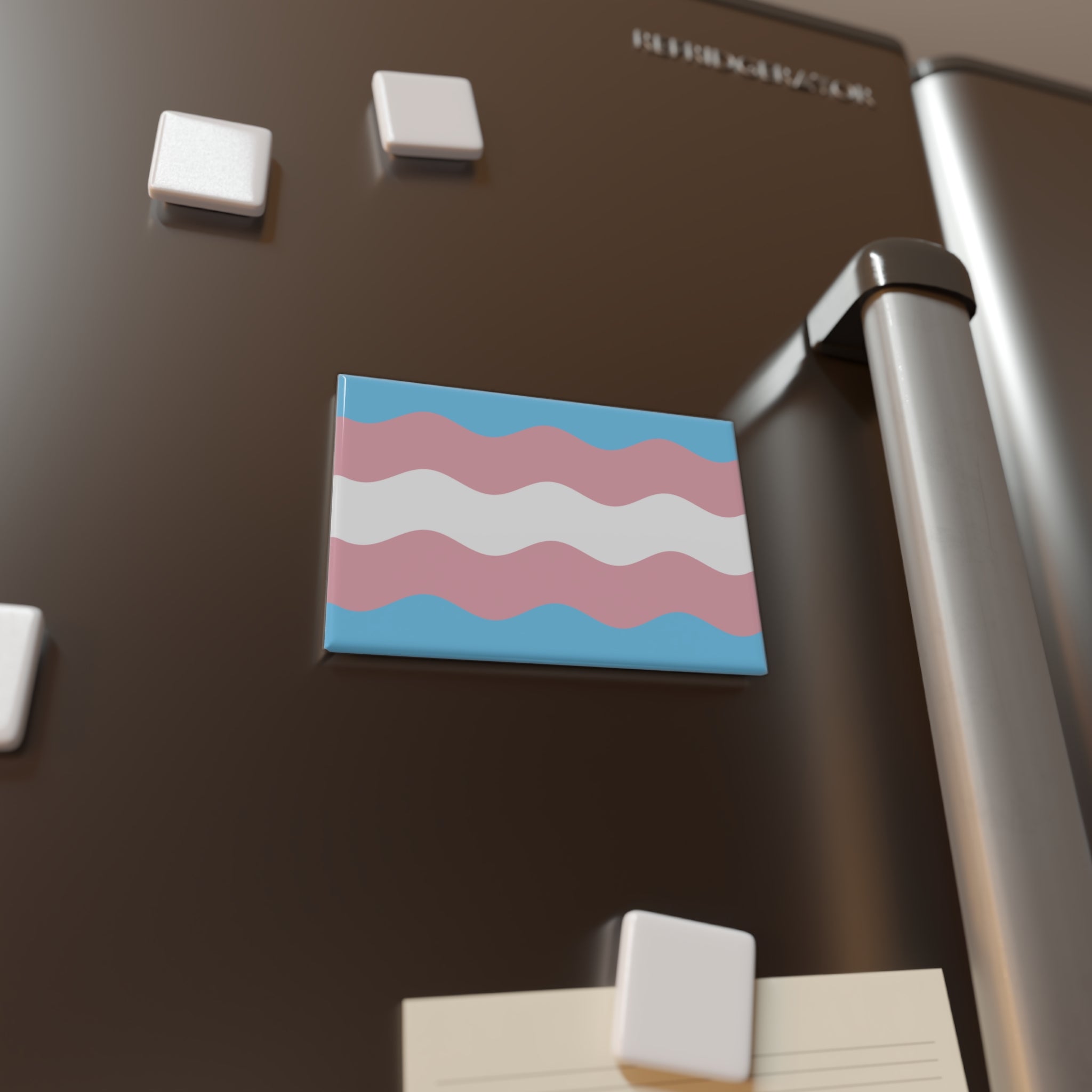Transgender Pride Flag Magnet: Ripple Rectangle Button for Fridge