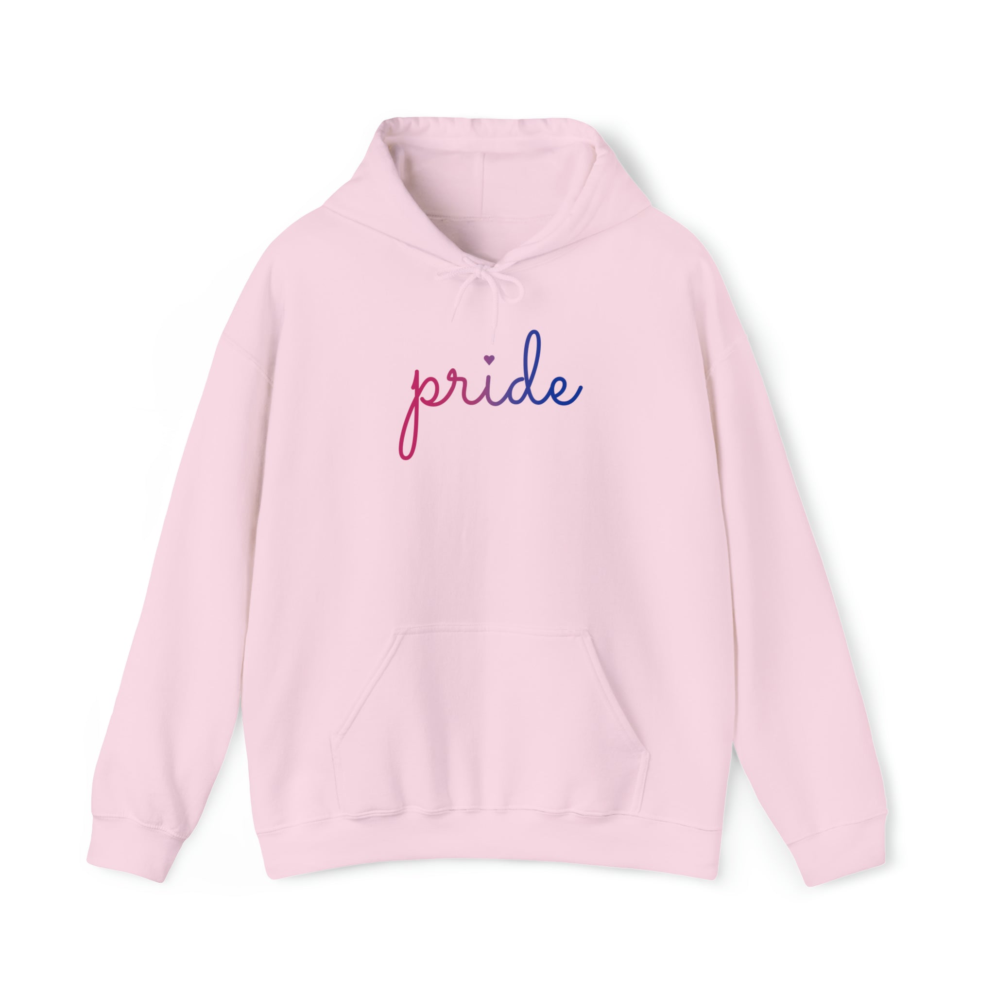 Bisexual Pride Hoodie: Flowing Cursive 'Pride' in Gradient Hues