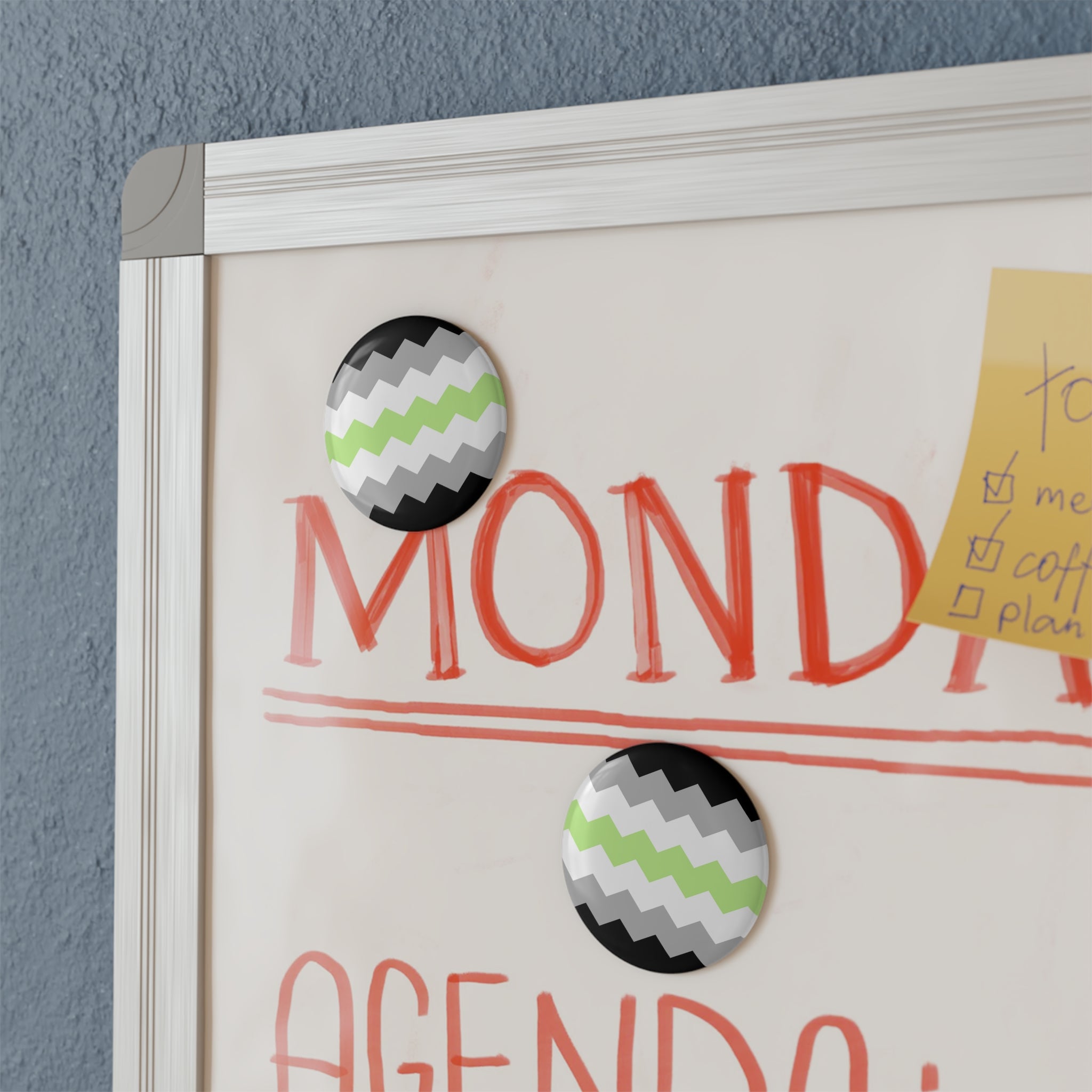 Agender Pride Flag Magnet: Wavey Round Button for Fridge