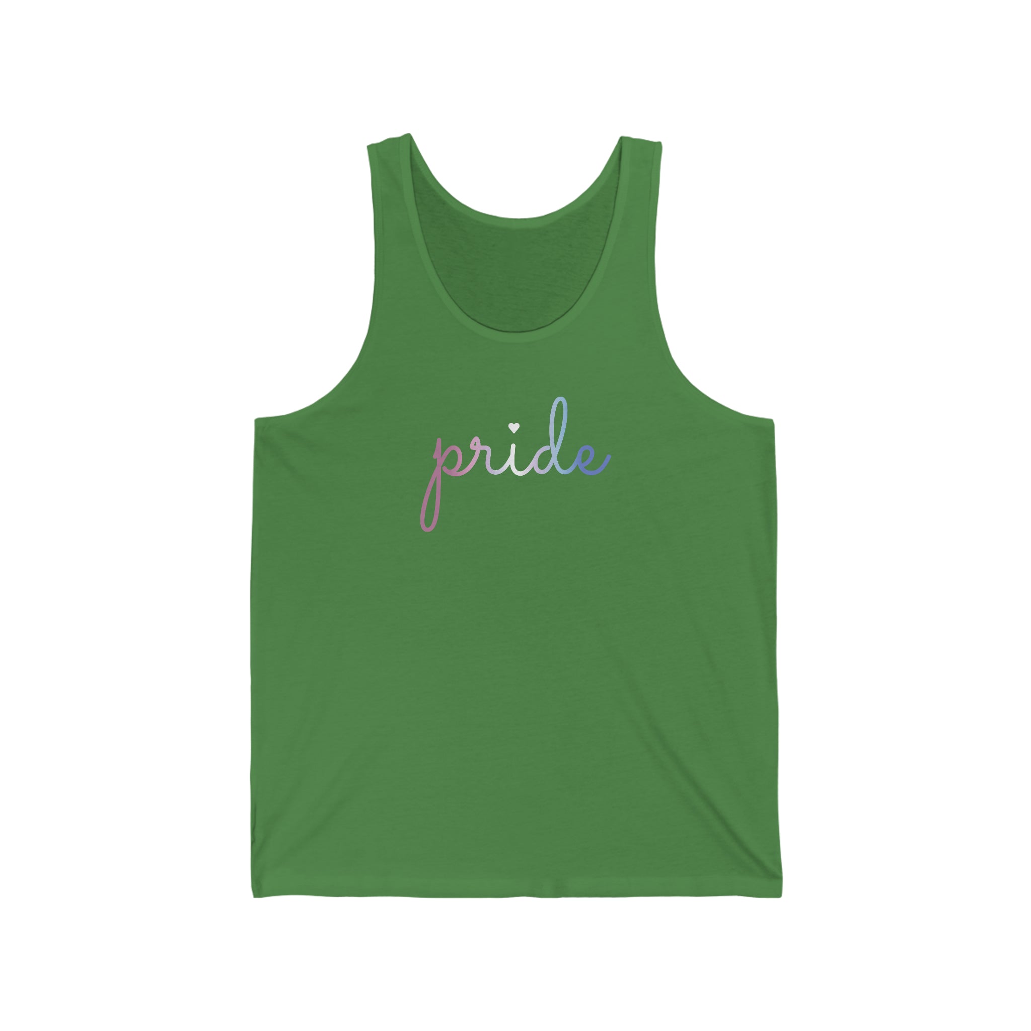 Bigender Pride Tank-Top: Flowing Cursive 'Pride' in Gradient Hues