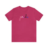 Genderfluid Pride T-Shirt: Flowing Cursive 'Pride' in Gradient Hues
