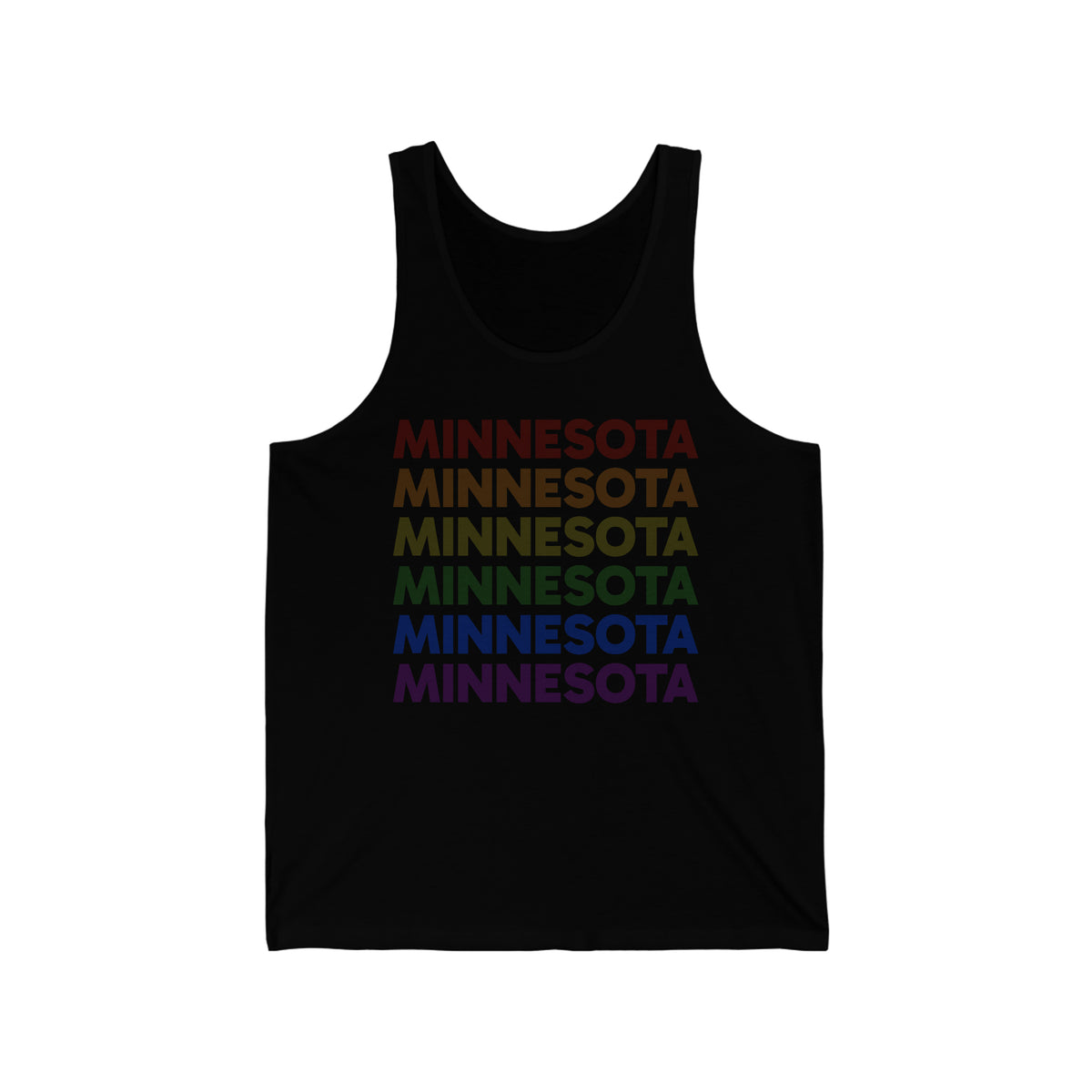 Minnesota LGBTQ+ Pride Flag, Faded Black Tank-Top