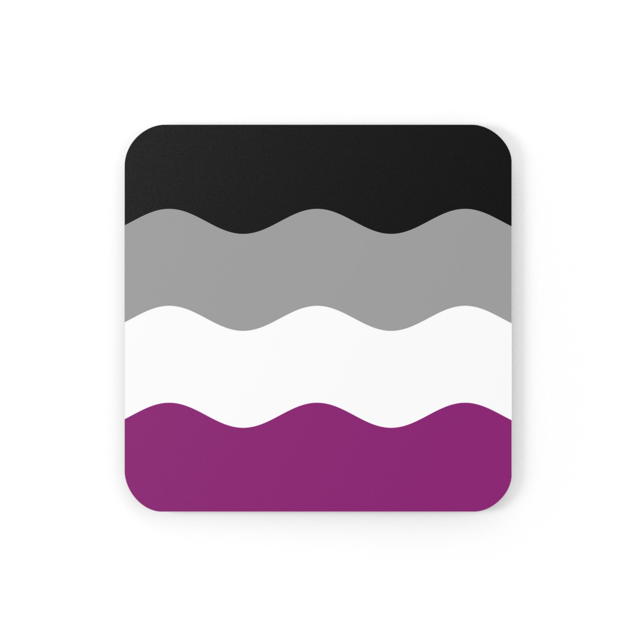 Asexual Flag Coaster Set: 4 Corkwood Ripple Drink Coasters