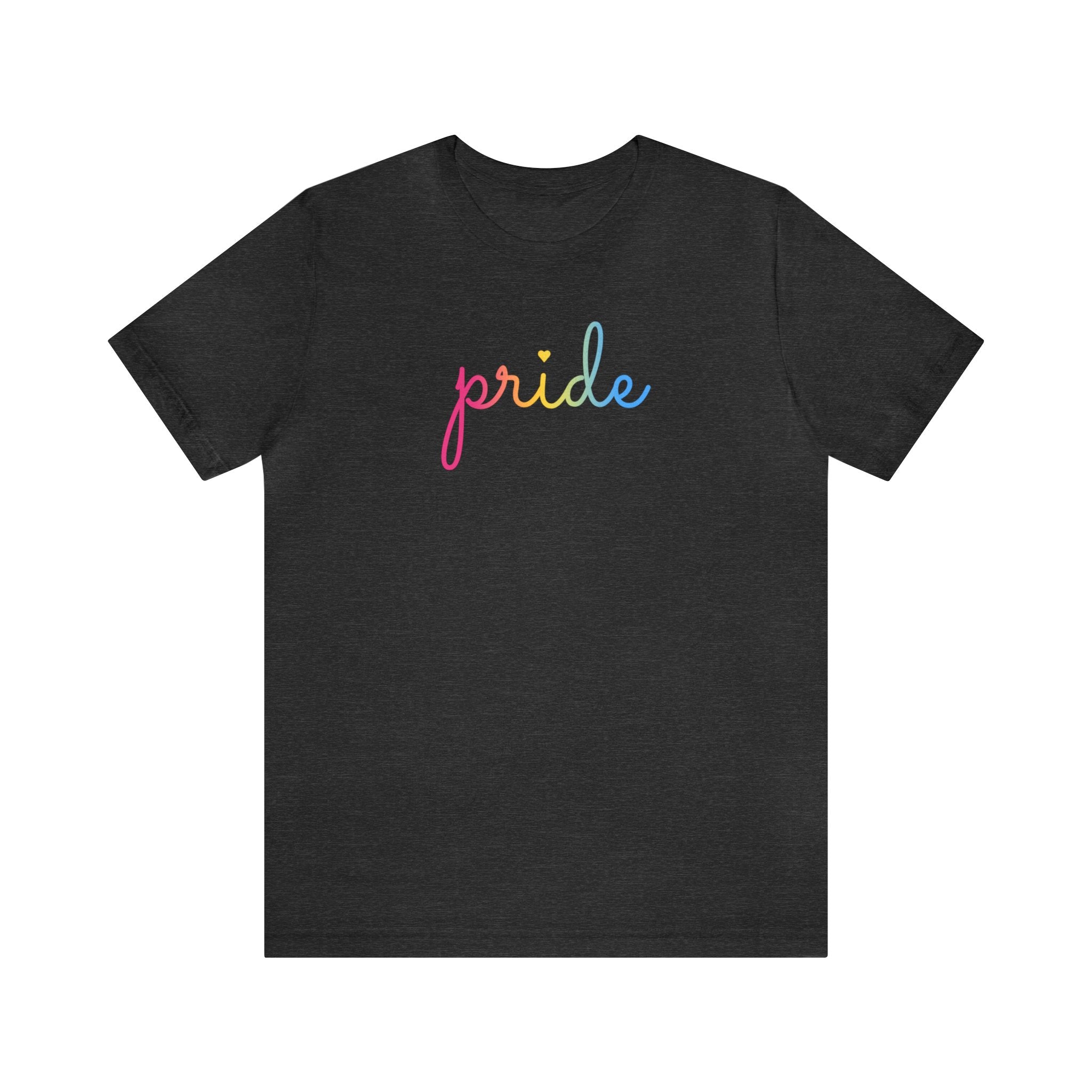 Pansexual Pride T-Shirt: Flowing Cursive 'Pride' in Gradient Hues