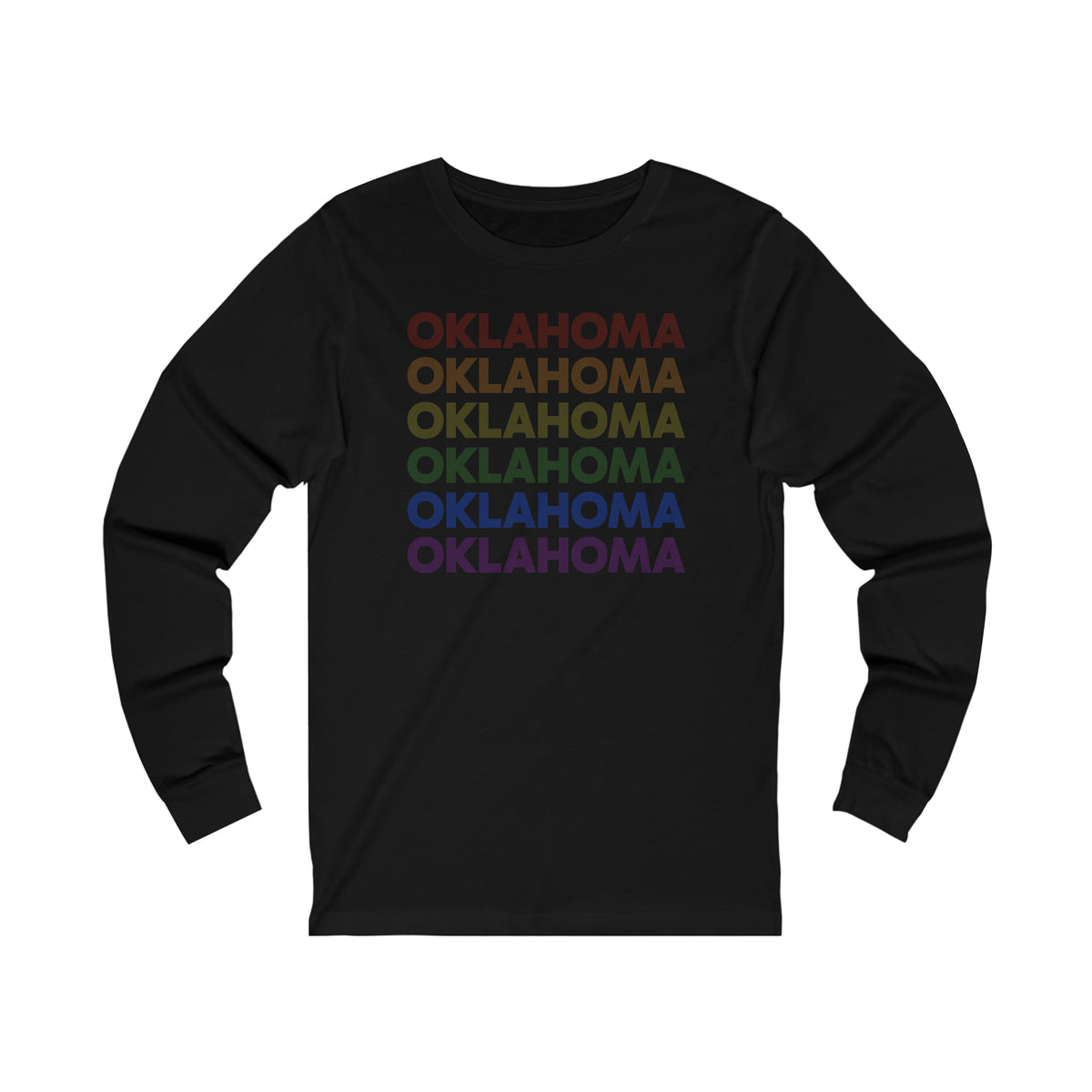 Oklahoma LGBTQ+ Pride Flag, Faded Black Long Sleeve Tee