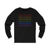 Oklahoma LGBTQ+ Pride Flag, Faded Black Long Sleeve Tee