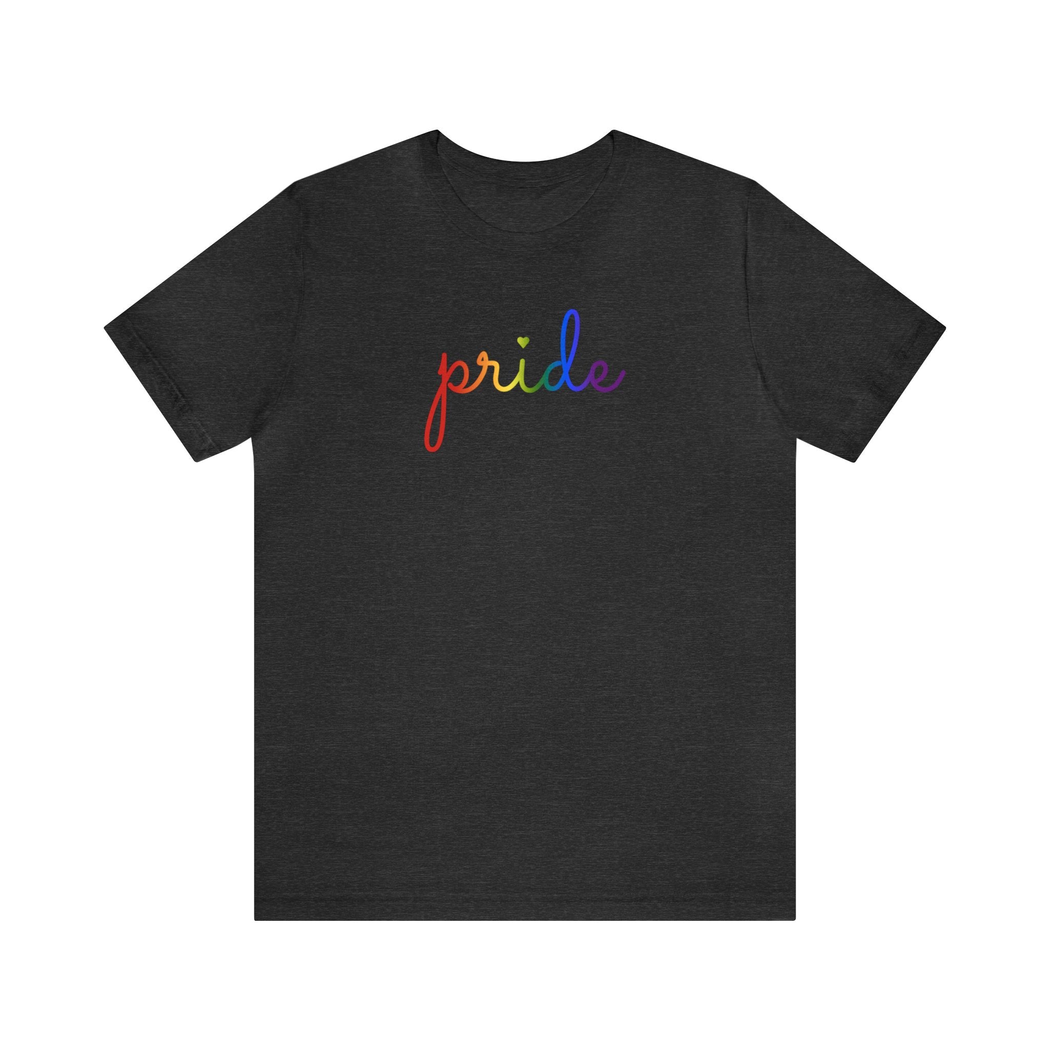 Pride T-Shirt: Flowing Cursive 'Pride' in Gradient Hues