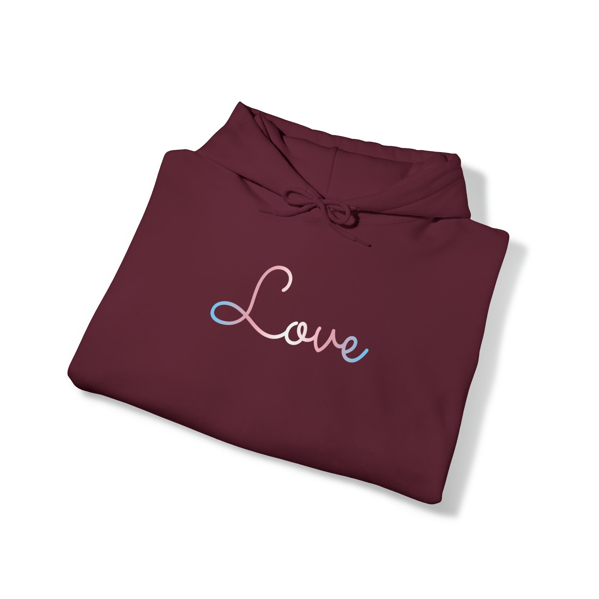 Transgender Love Script Hoodie: Subtly Elegant Pride Sweatshirt