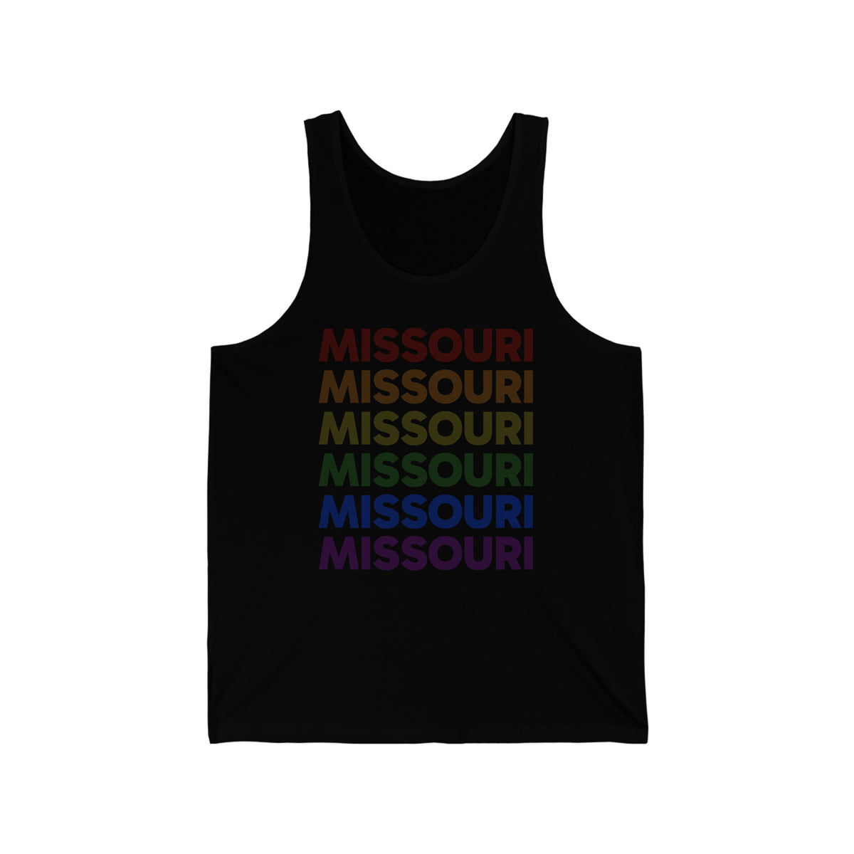 Missouri LGBTQ+ Pride Flag, Faded Black Tank-Top