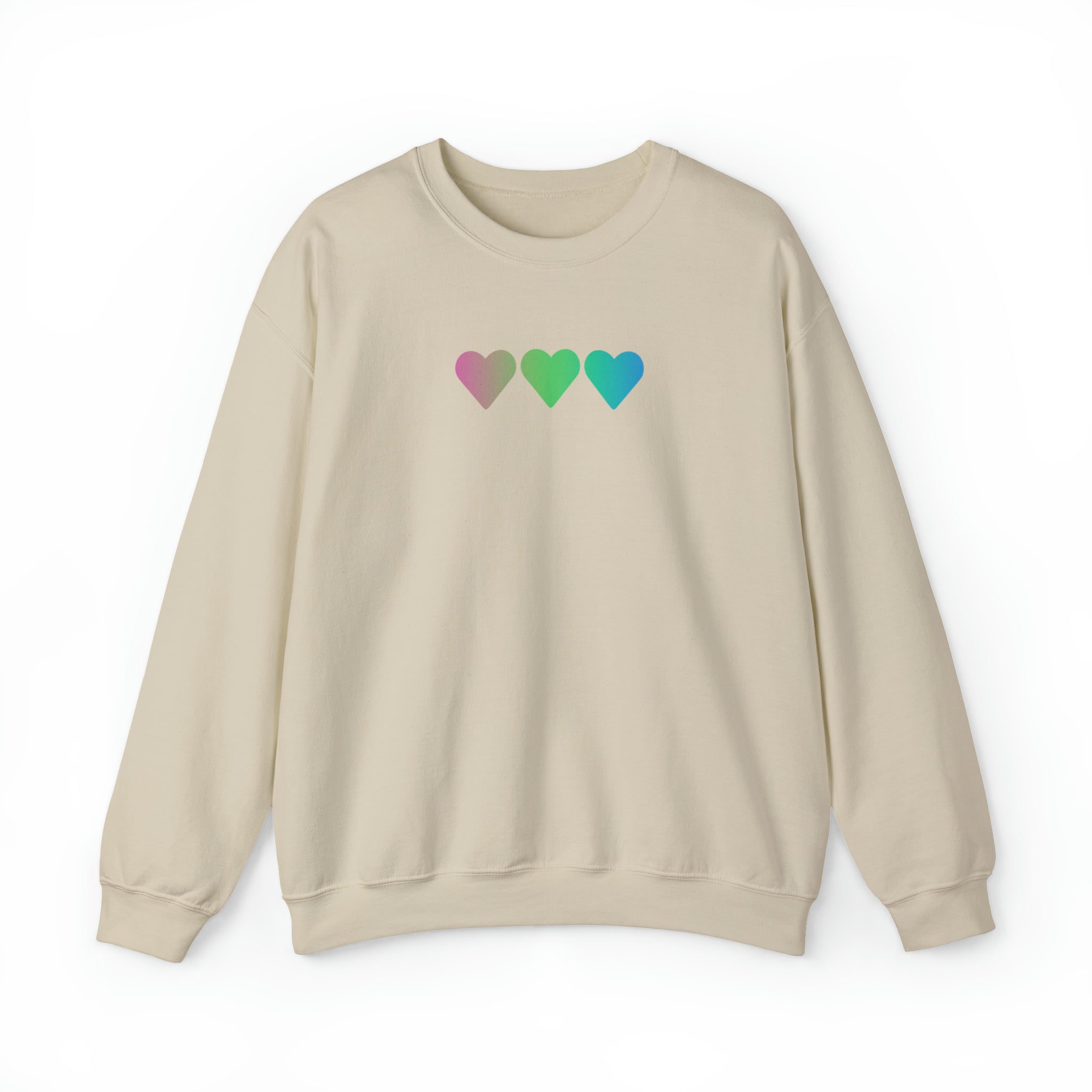 Polysexual Flag Hearts Sweatshirt: Pride LGBTQ+ Gradient Design