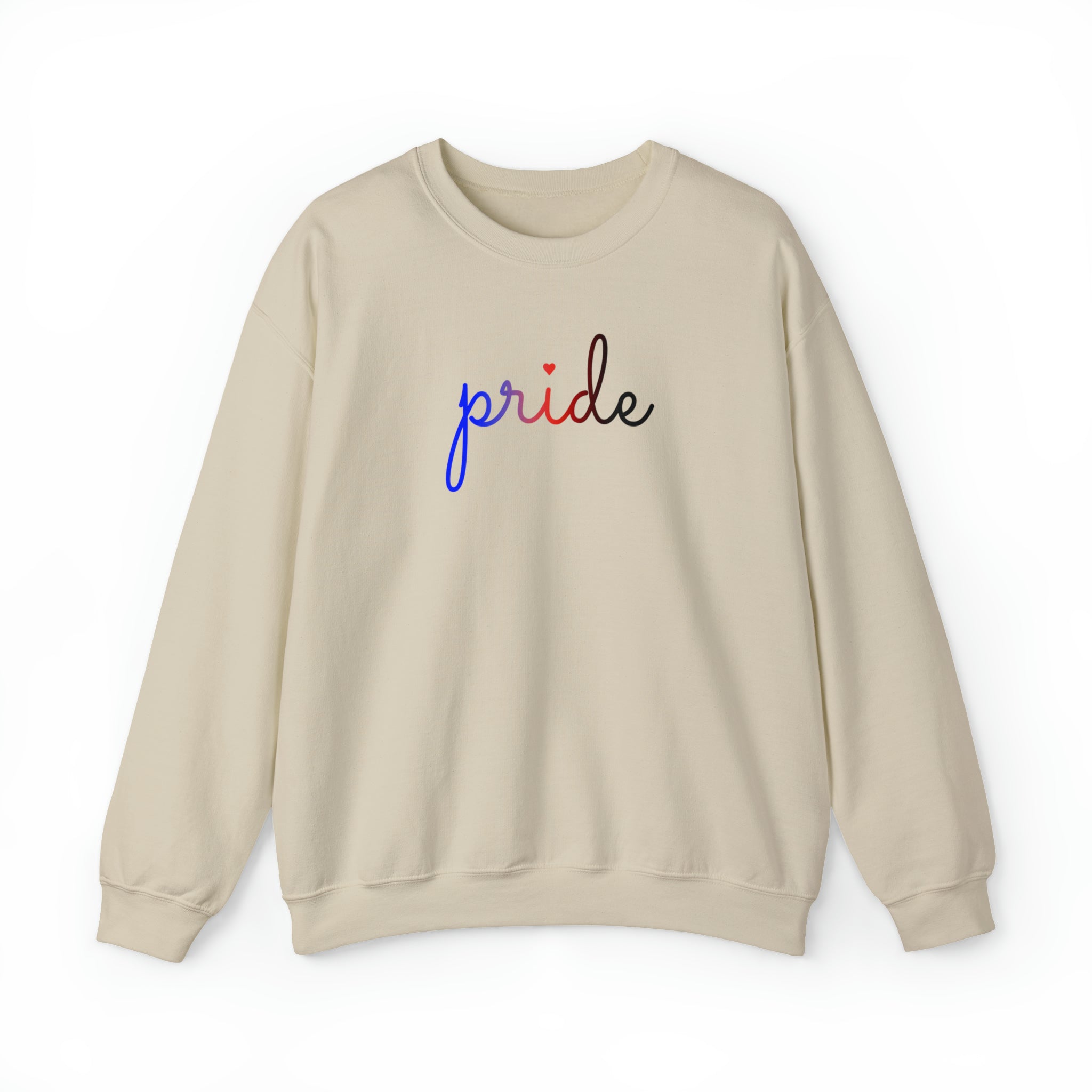 Polyamory Pride Sweater: Flowing Cursive 'Pride' in Gradient Hues