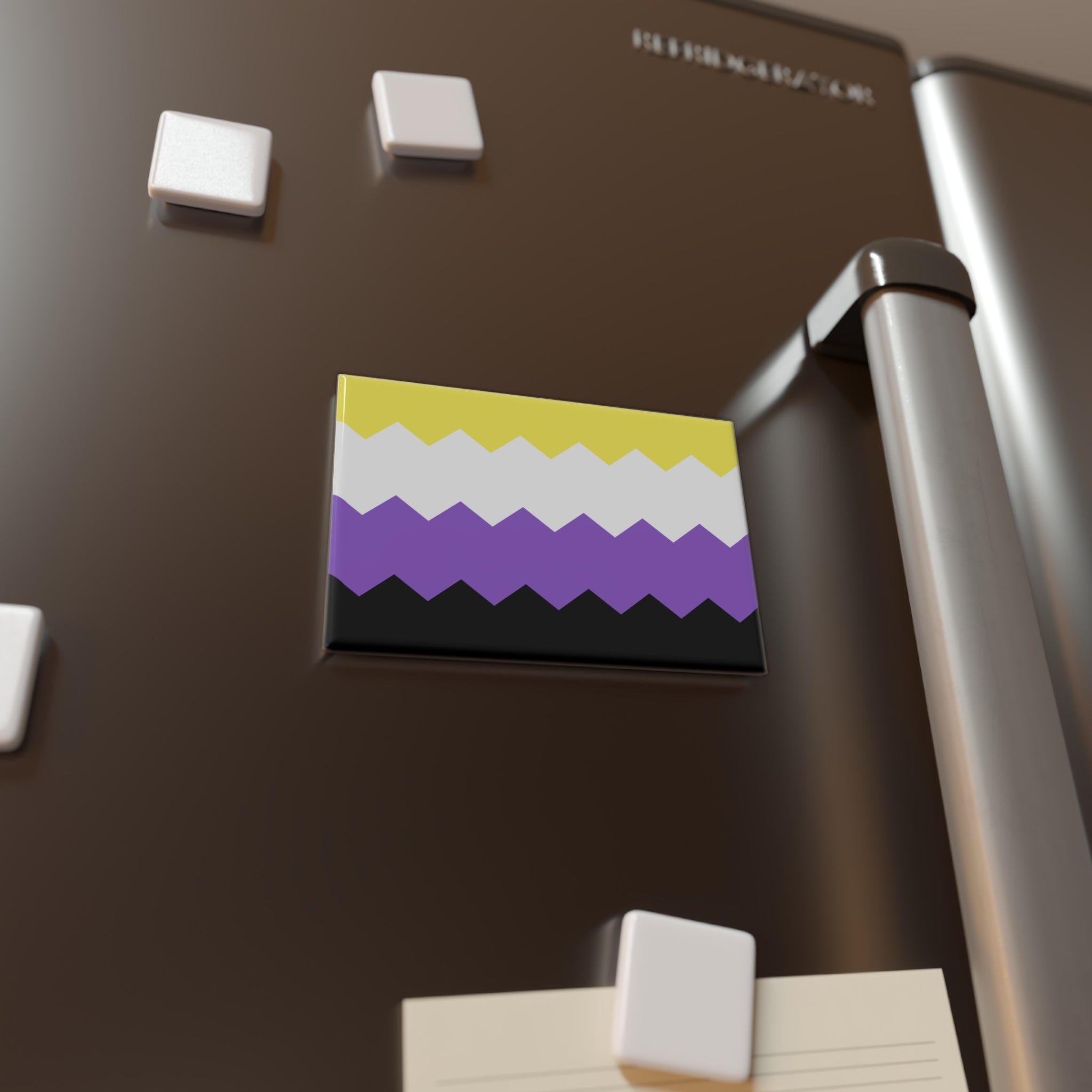 Nonbinary Pride Flag Magnet: Wavey Rectangle Button for Fridge