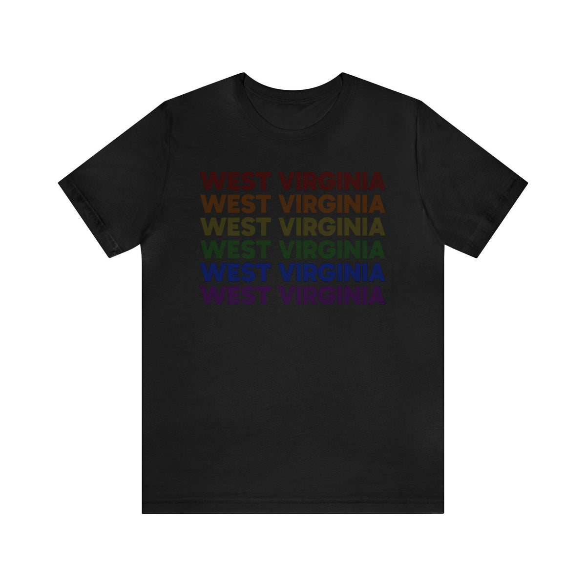 West Virginia LGBTQ+ Pride Flag, Faded Black T-Shirt