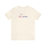 Bisexual Love Script Tee: Subtly Elegant Pride T-Shirt