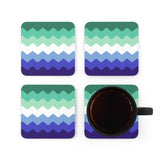 Gay Pride Flag Coaster Set: 4 Corkwood Wavey Drink Coasters
