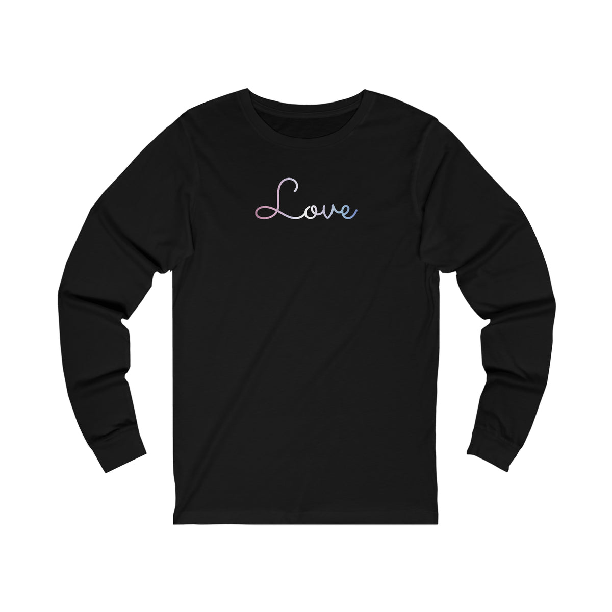 Bigender Love Script Long Sleeve T-Shirt: Subtly Elegant Pride Tee