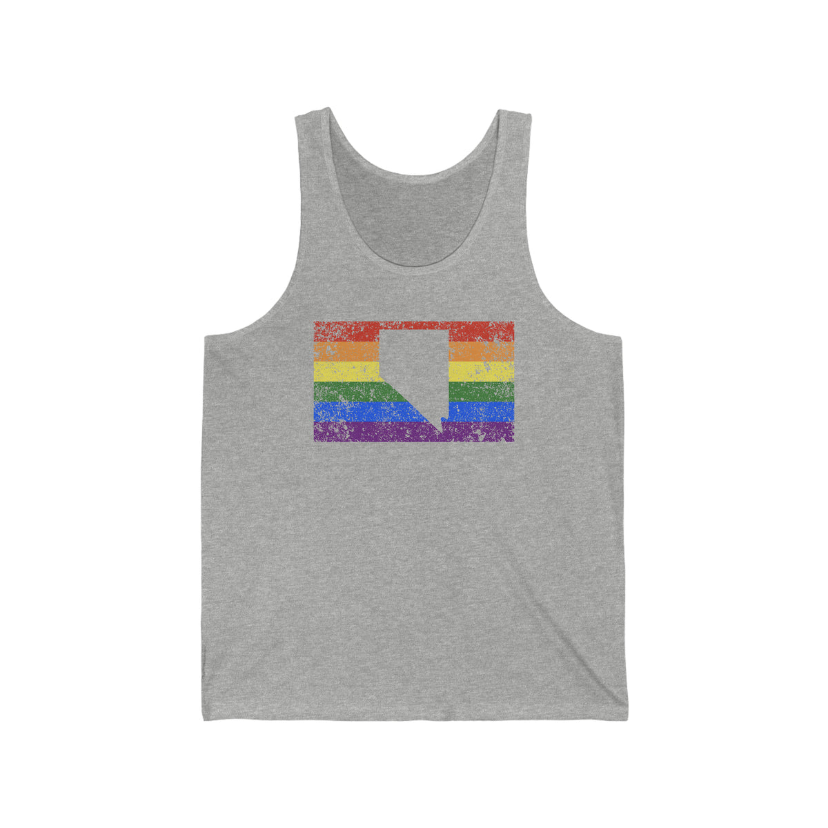 Nevada Pride Flag Tank: Rainbow LGBTQ+ State Silhouette Distressed Tank-Top