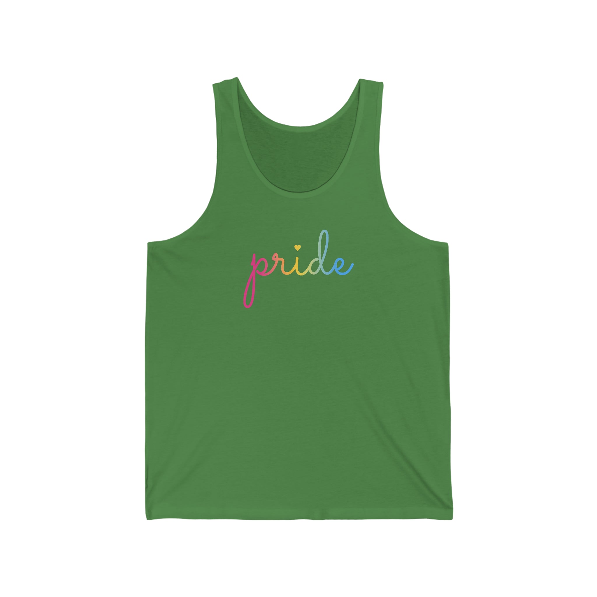 Pansexual Pride Tank-Top: Flowing Cursive 'Pride' in Gradient Hues