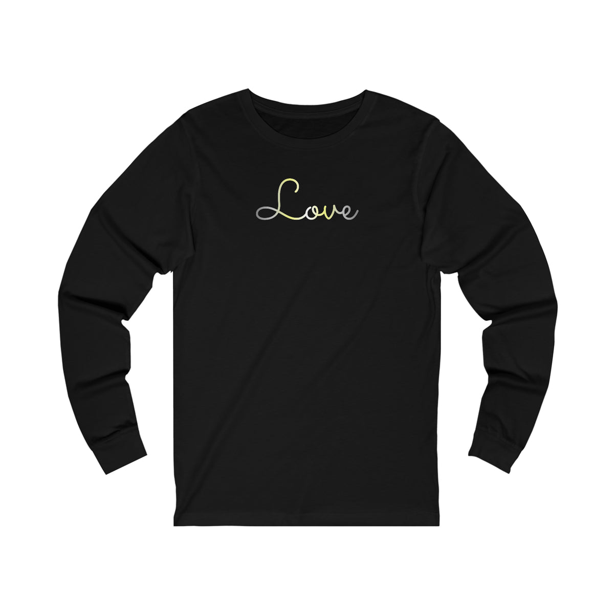 Demigender Love Script Long Sleeve T-Shirt: Subtly Elegant Pride Tee