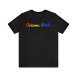 Arizona Pride T-Shirt: Flowing Cursive Design with LGBTQ+ Gradient