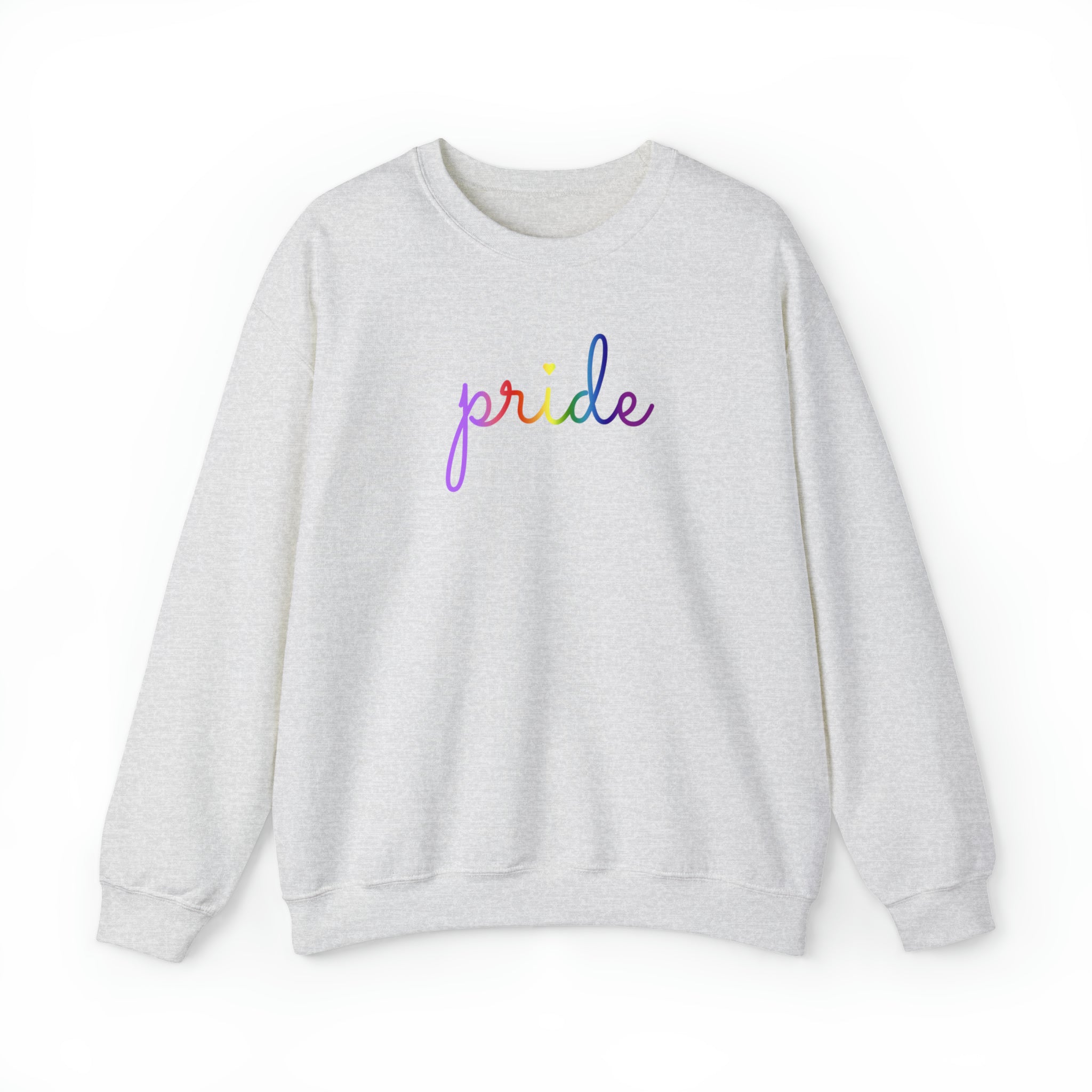 Gilbert Baker Pride Flag Sweater: Flowing Cursive 'Pride' in Gradient Hues