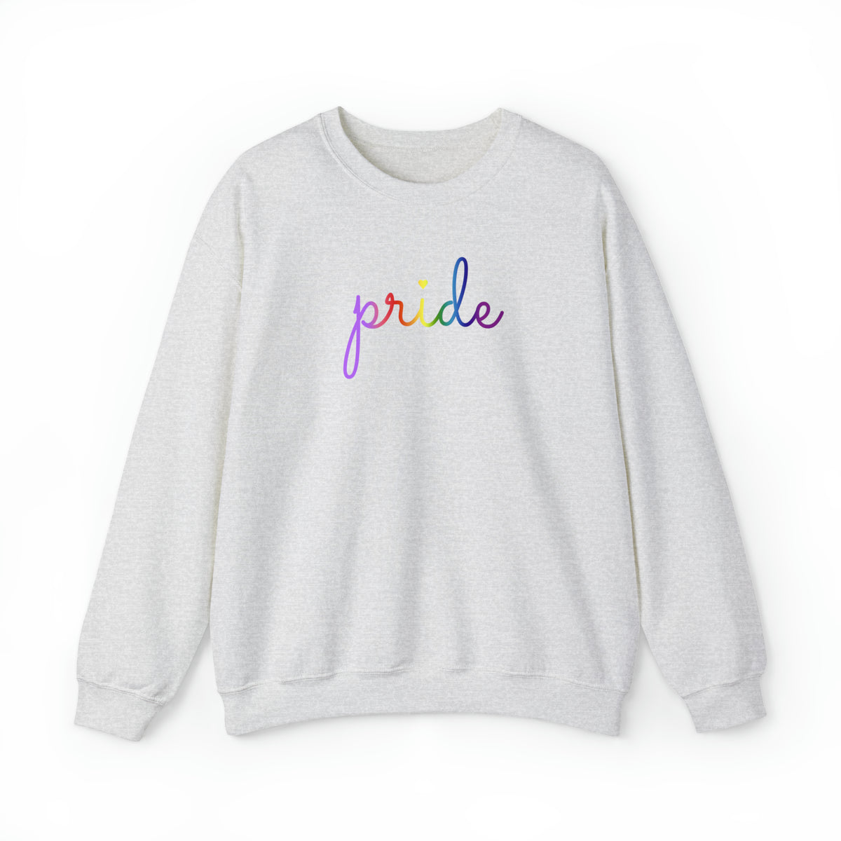 Gilbert Baker Pride Flag Sweater: Flowing Cursive 'Pride' in Gradient Hues