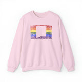 New Mexico Pride Flag Sweater: Rainbow LGBTQ+ State Silhouette Distressed Sweatshirt