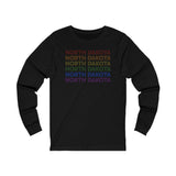 North Dakota LGBTQ+ Pride Flag, Faded Black Long Sleeve Tee