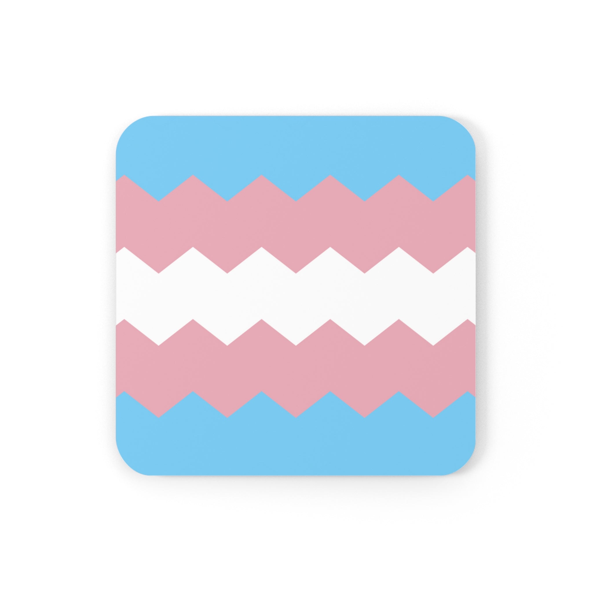 Transgender Flag Coaster Set: 4 Corkwood Wavey Drink Coasters