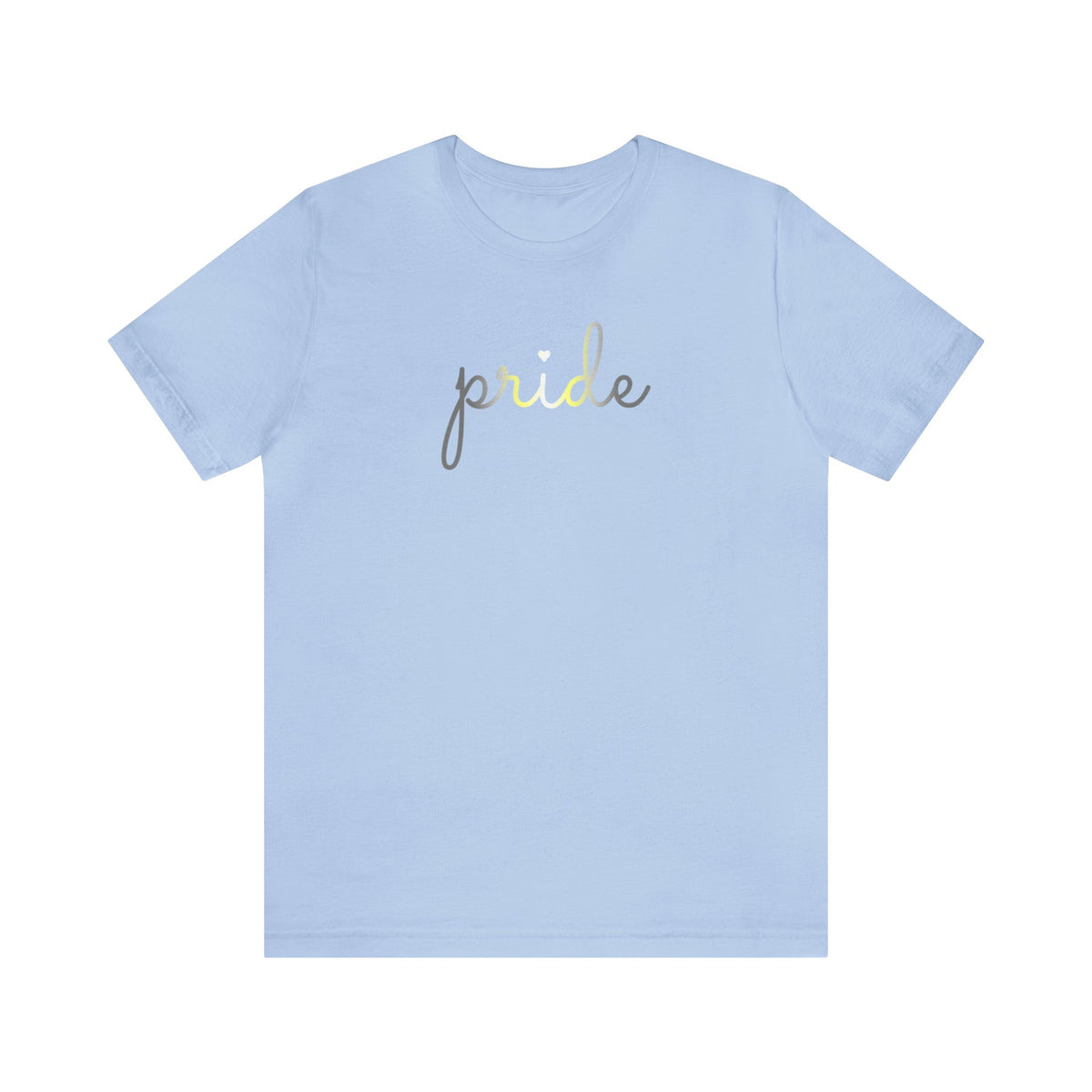 Demigender Pride T-Shirt: Flowing Cursive 'Pride' in Gradient Hues