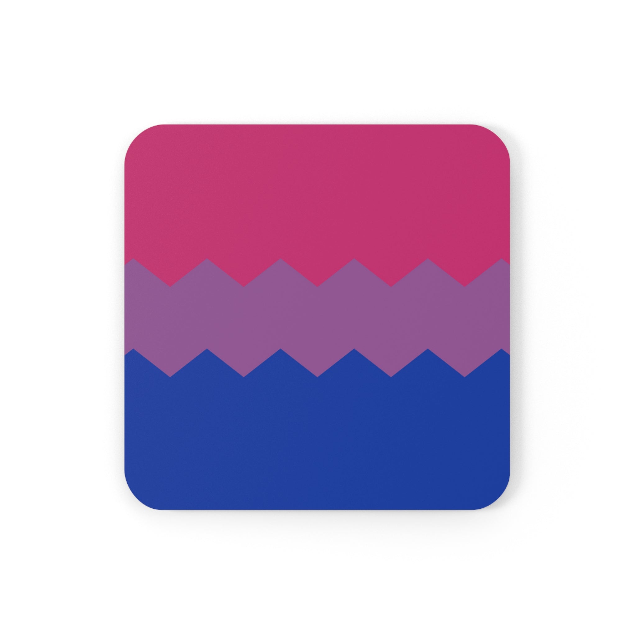 Bisexual Flag Coaster Set: 4 Corkwood Wavey Drink Coasters