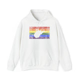 West Virginia Pride Flag Hoodie: Rainbow LGBTQ+ State Silhouette Distressed Hooded Sweatshirt