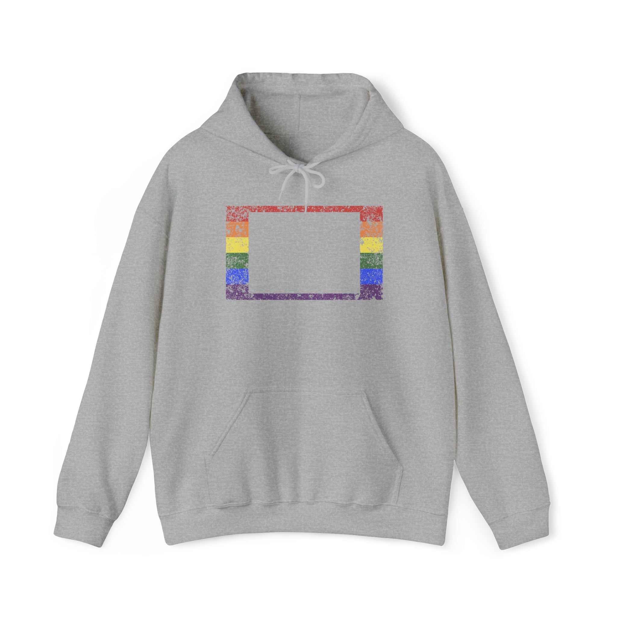 Colorado Pride Flag Hoodie: Rainbow LGBTQ+ State Silhouette Distressed Hooded Sweatshirt