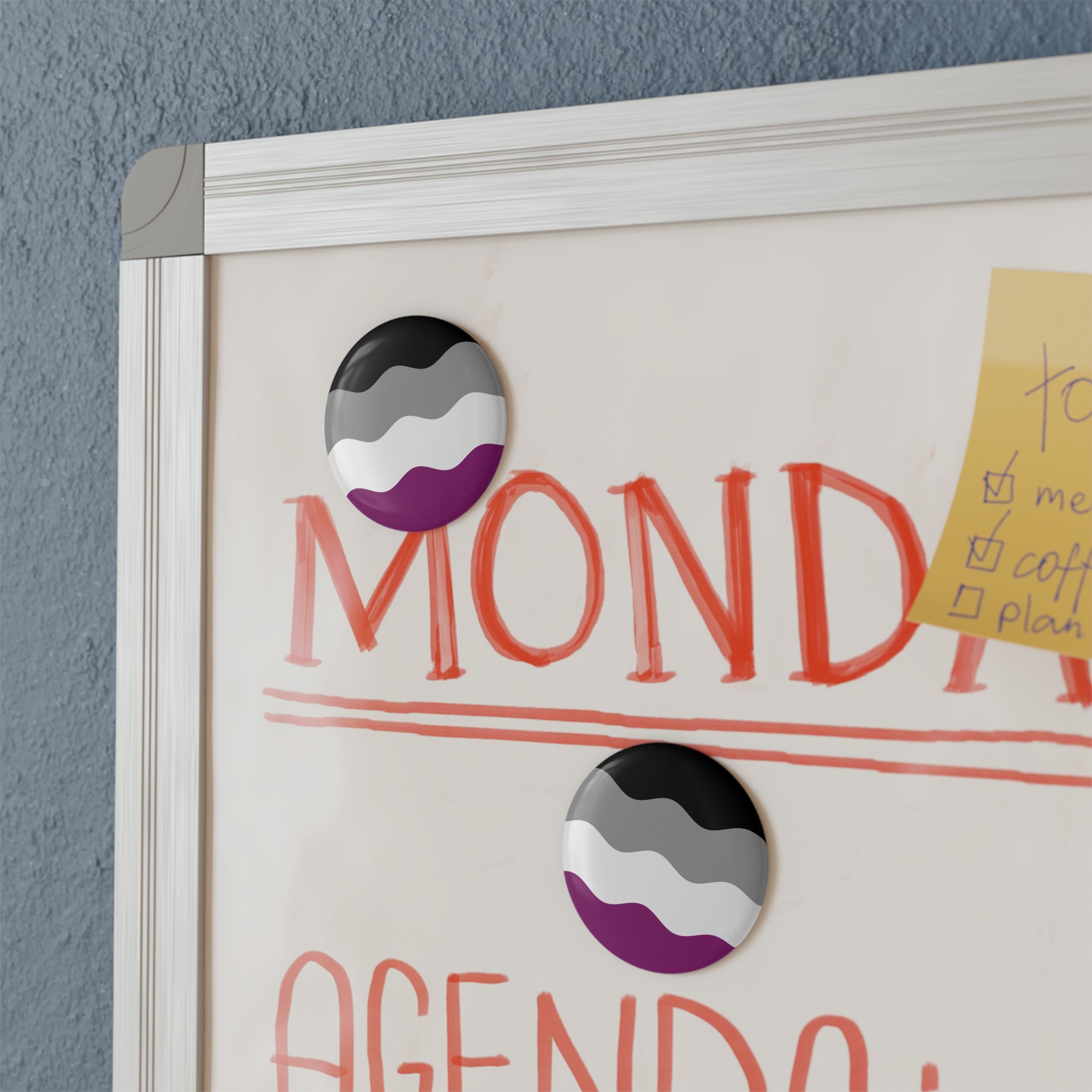 Asexual Pride Flag Magnet: Ripple Round Button for Fridge