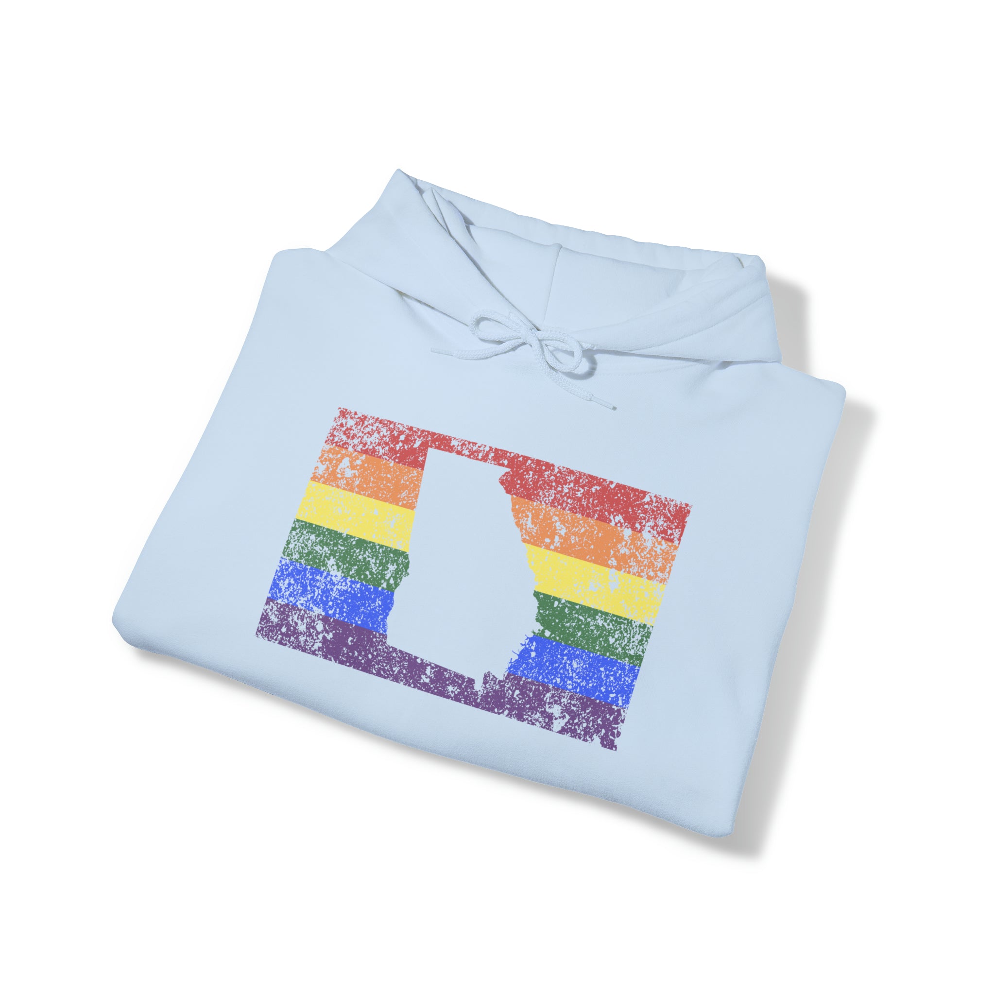 Georgia Pride Flag Hoodie: Rainbow LGBTQ+ State Silhouette Distressed Hooded Sweatshirt
