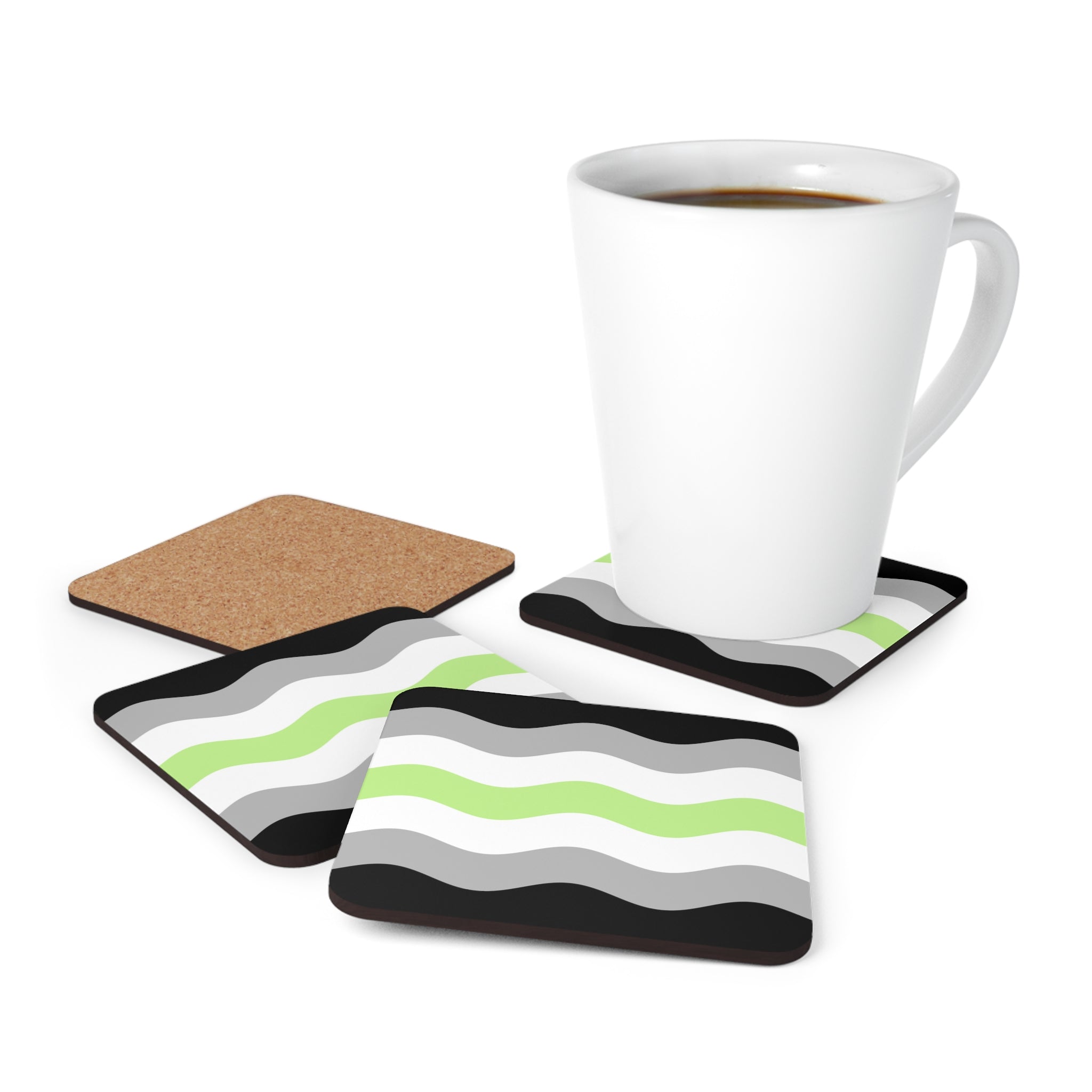 Agender Flag Coaster Set: 4 Corkwood Ripple Drink Coasters