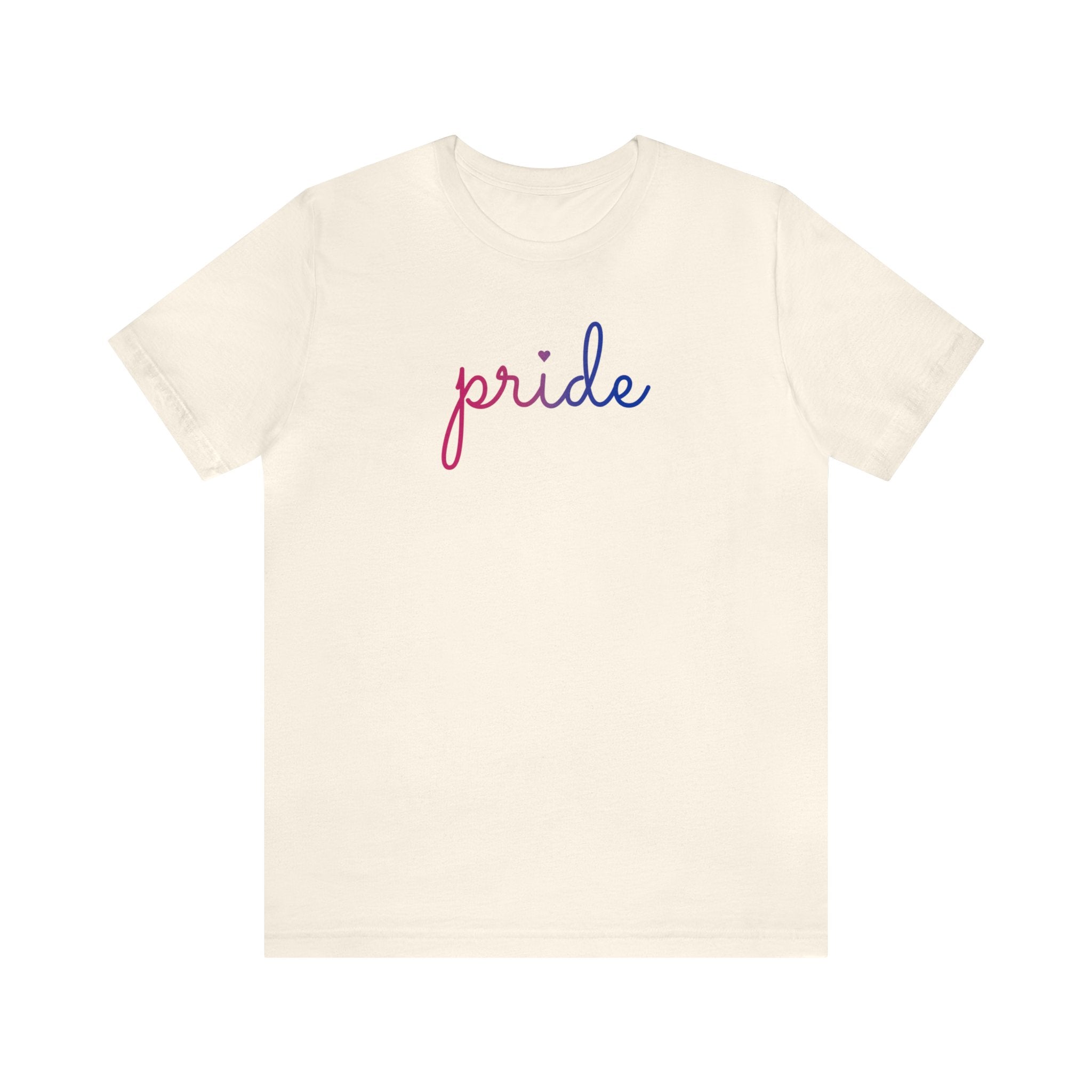 Bisexual Pride T-Shirt: Flowing Cursive 'Pride' in Gradient Hues