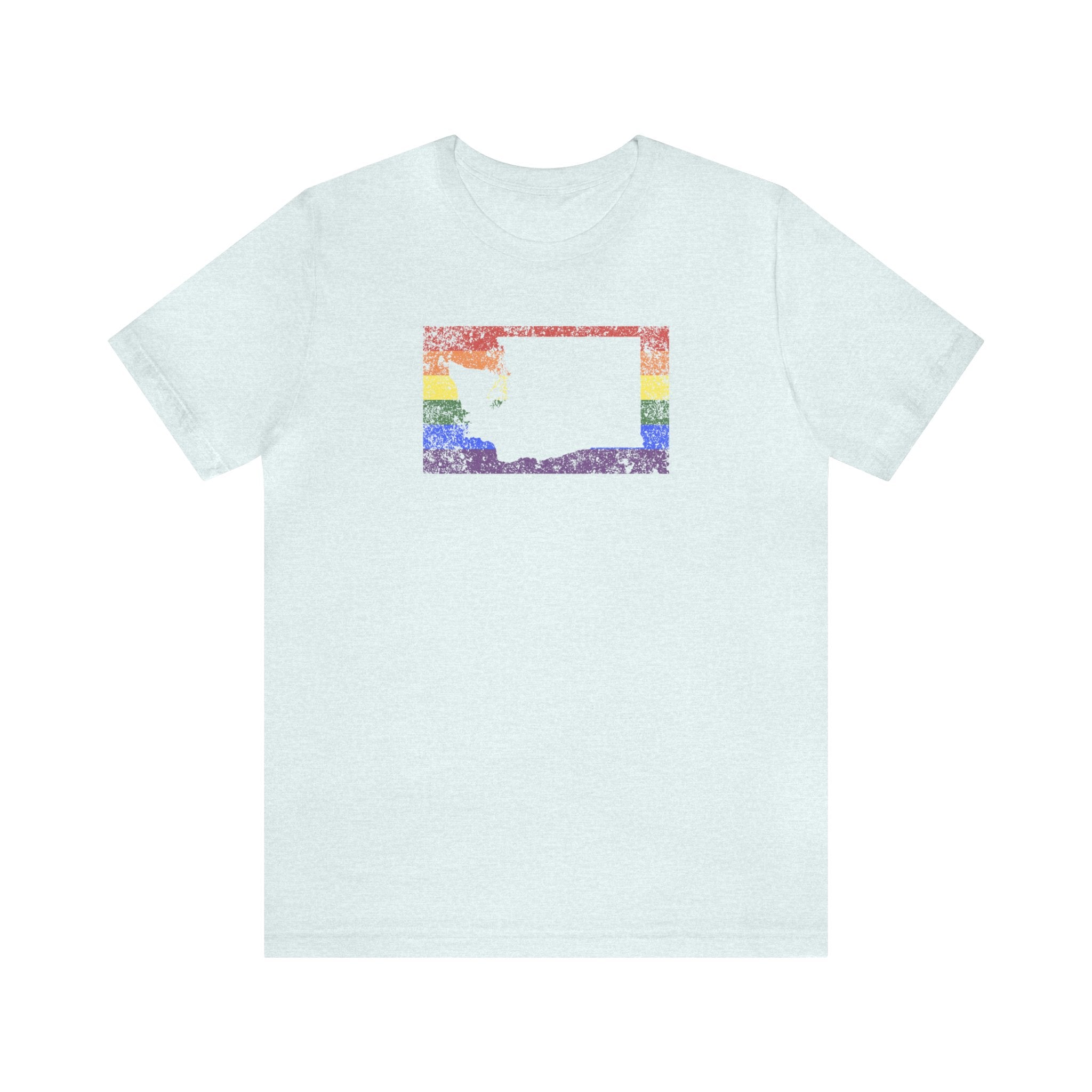 Washington Pride Flag Tee: Rainbow LGBTQ+ State Silhouette Distressed Shirt