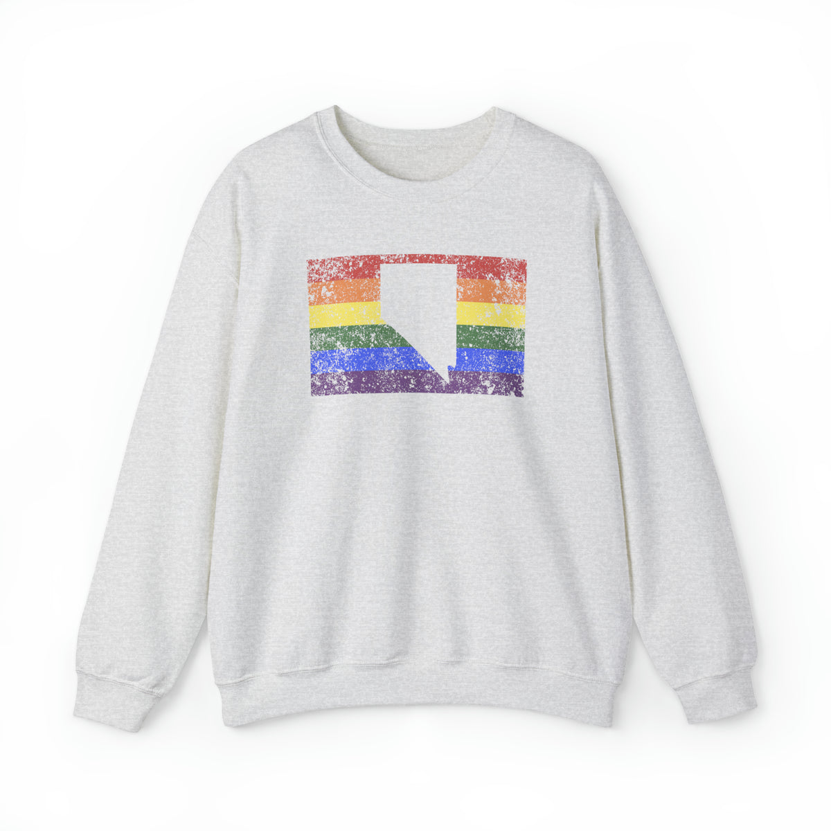 Nevada Pride Flag Sweater: Rainbow LGBTQ+ State Silhouette Distressed Sweatshirt