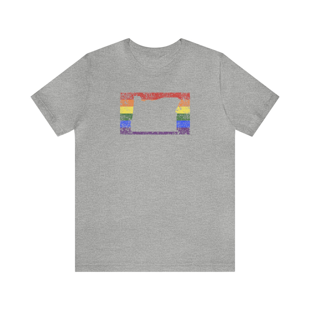 Oregon Pride Flag Tee: Rainbow LGBTQ+ State Silhouette Distressed Shirt