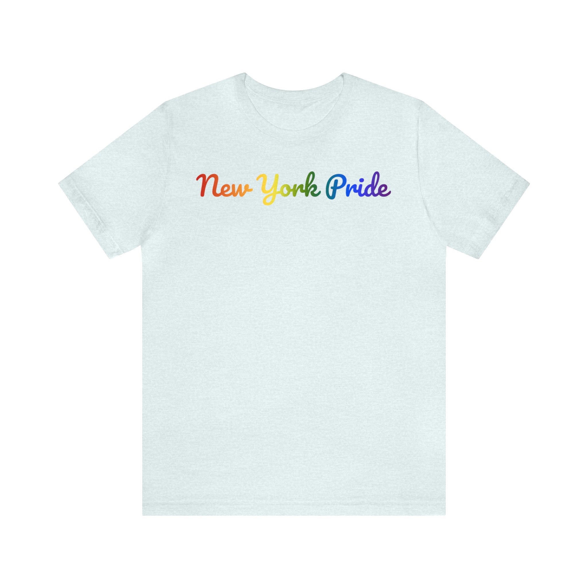 New York Pride T-Shirt: Flowing Cursive Design with LGBTQ+ Gradient