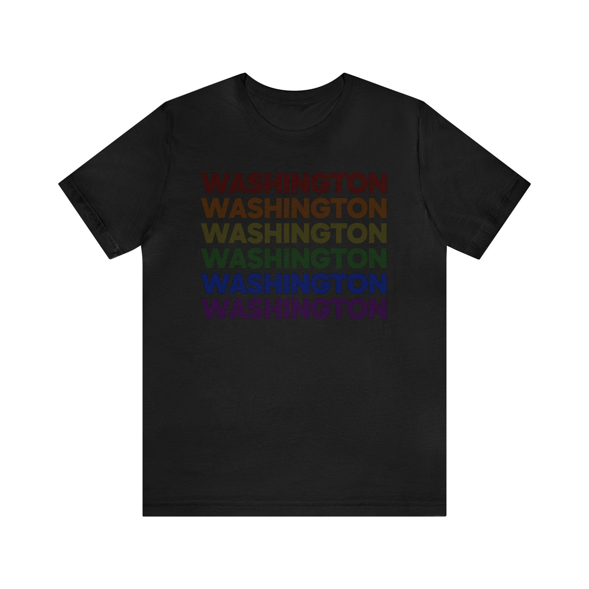 Washington LGBTQ+ Pride Flag, Faded Black T-Shirt