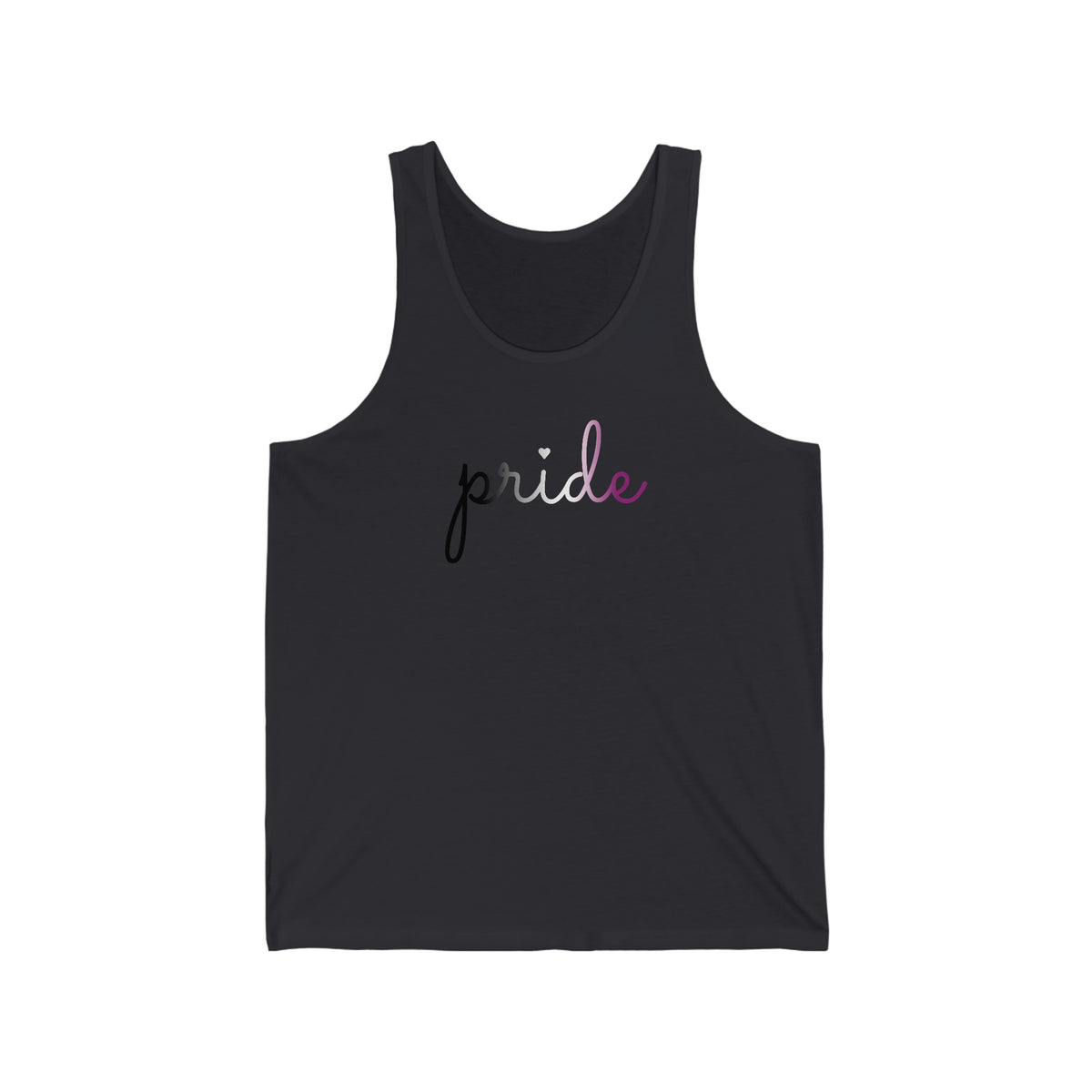 Asexual Pride Tank-Top: Flowing Cursive 'Pride' in Gradient Hues