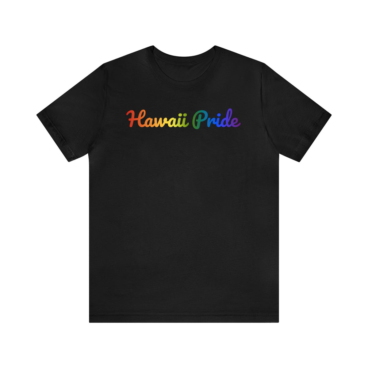 Hawaii Pride T-Shirt: Flowing Cursive Design with LGBTQ+ Gradient
