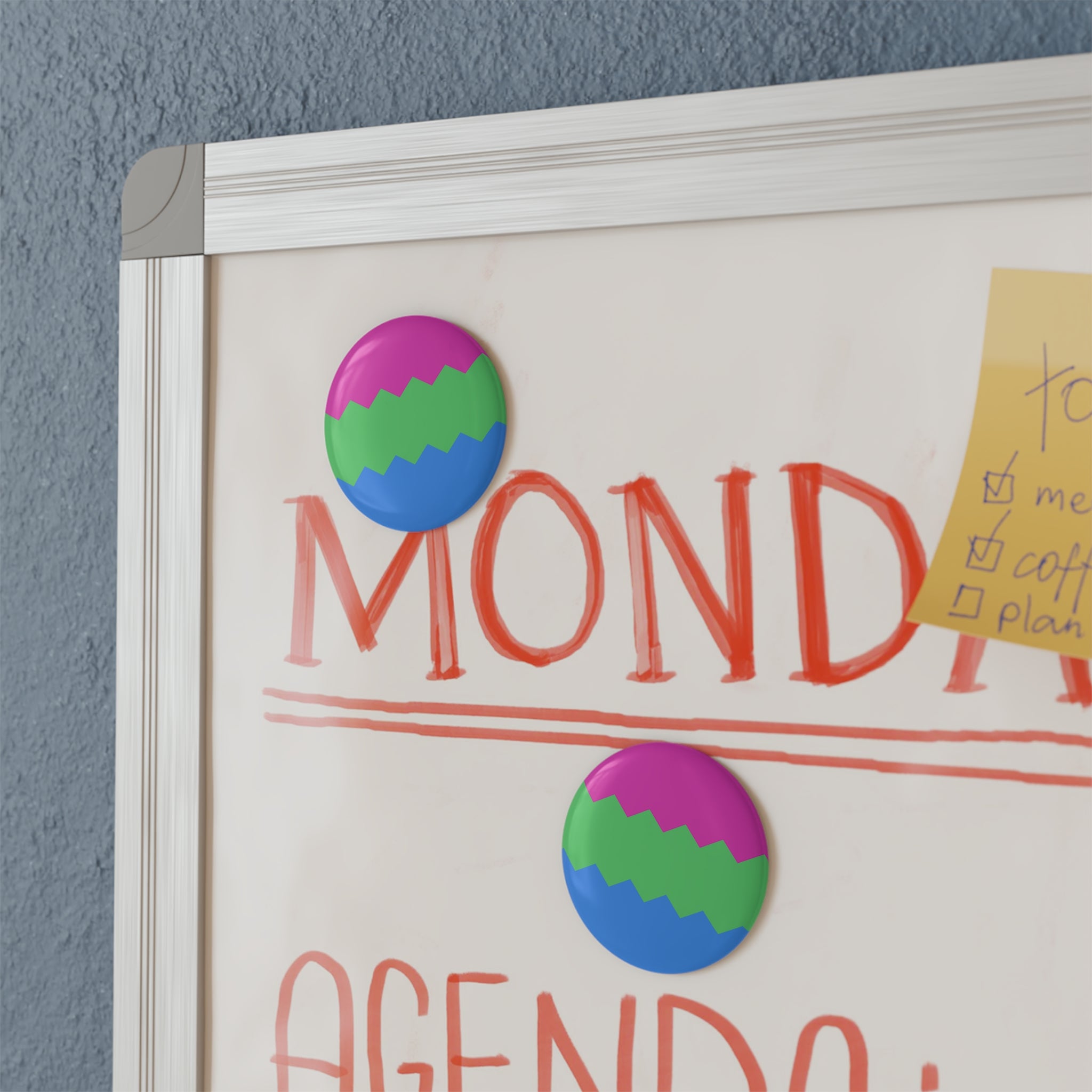 Polysexual Pride Flag Magnet: Wavey Round Button for Fridge