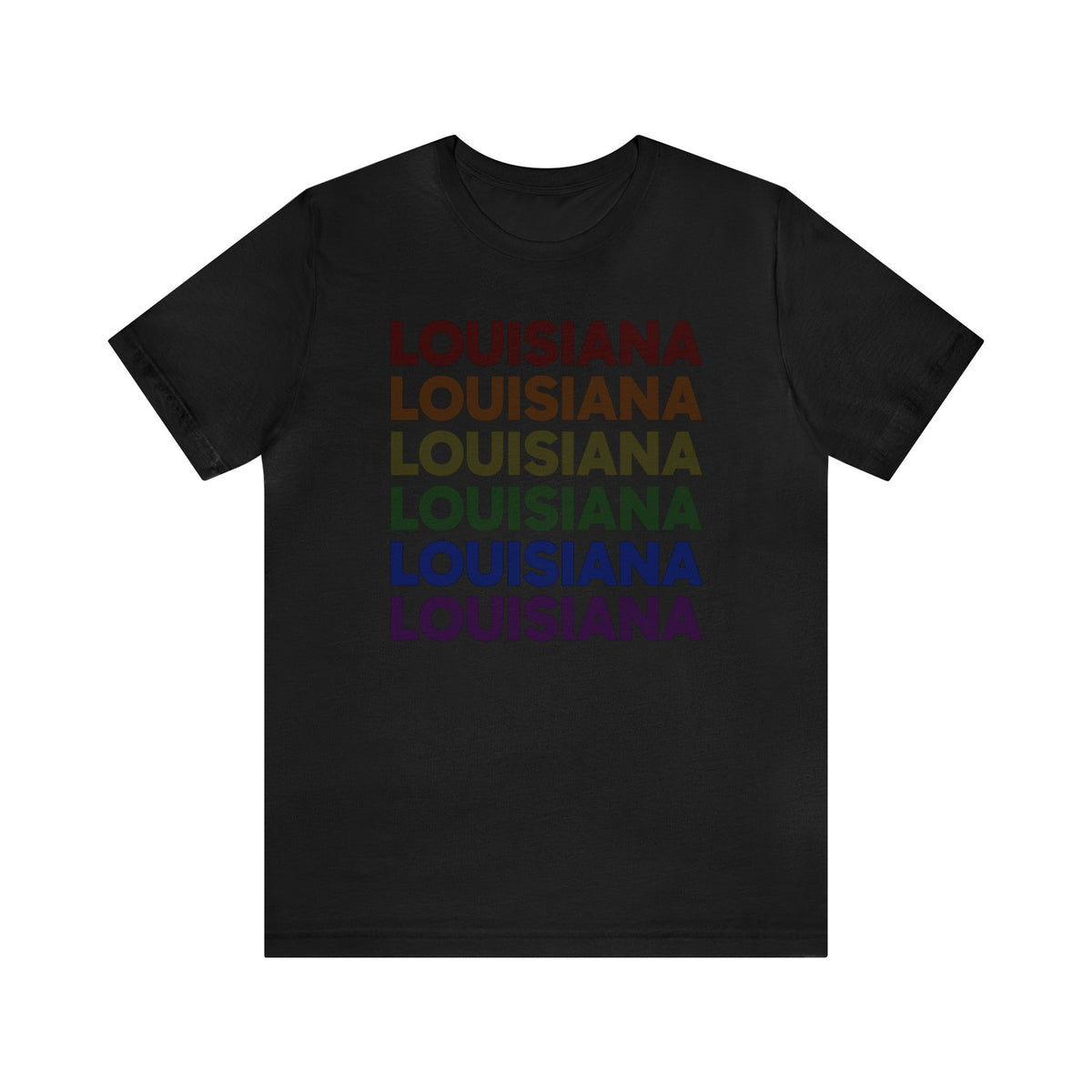 Louisiana LGBTQ+ Pride Flag, Faded Black T-Shirt