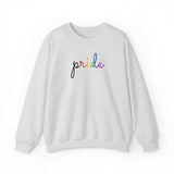 Philly Pride Flag Sweater: Flowing Cursive 'Pride' in Gradient Hues