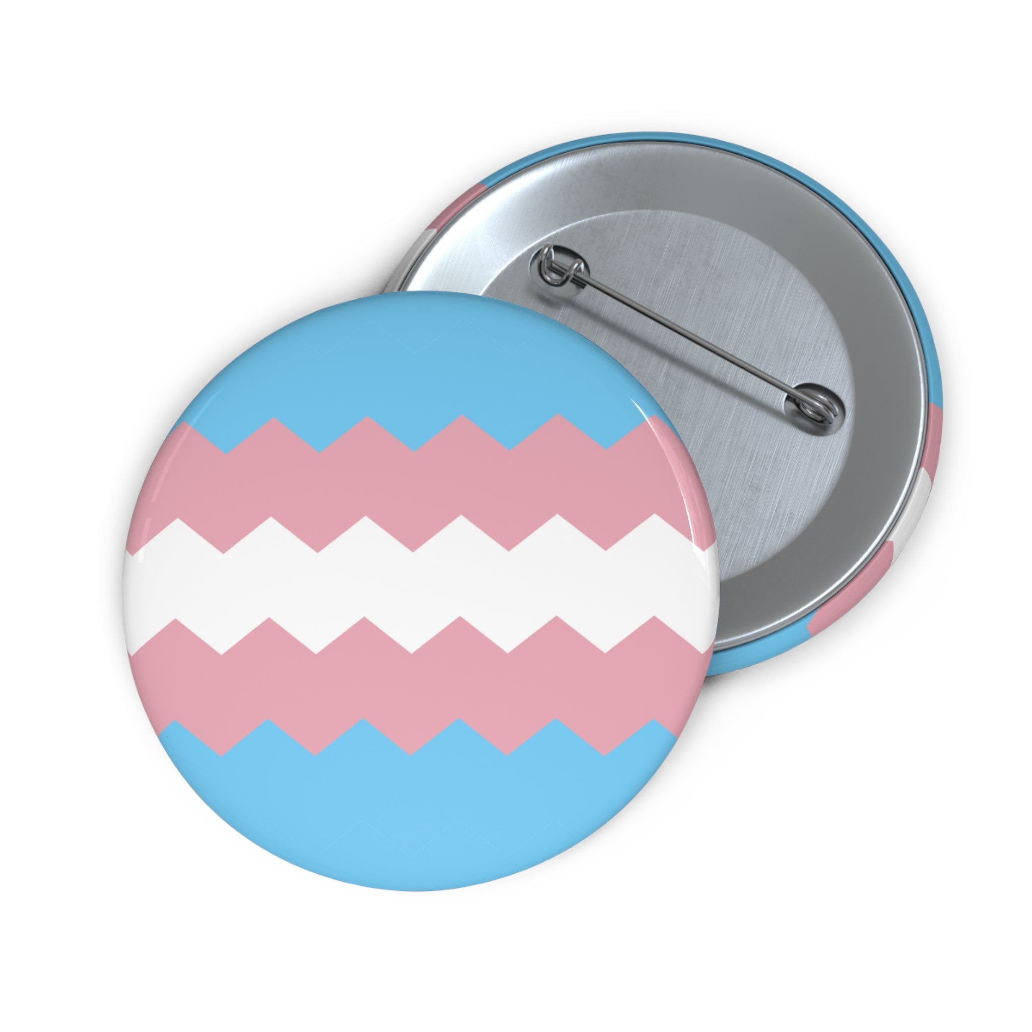 Transgender Pride Flag Pin: Round Button with Sharp Design