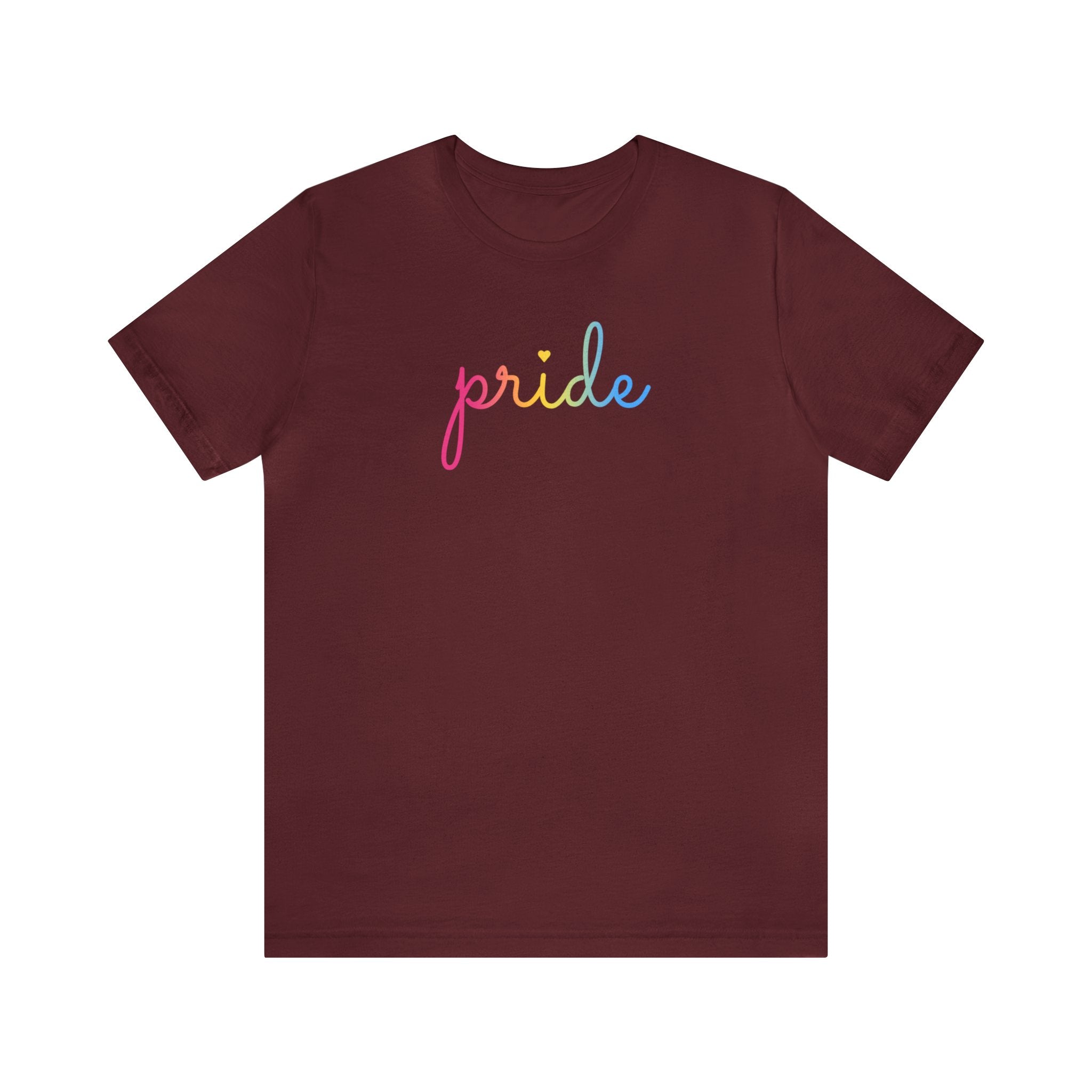 Pansexual Pride T-Shirt: Flowing Cursive 'Pride' in Gradient Hues